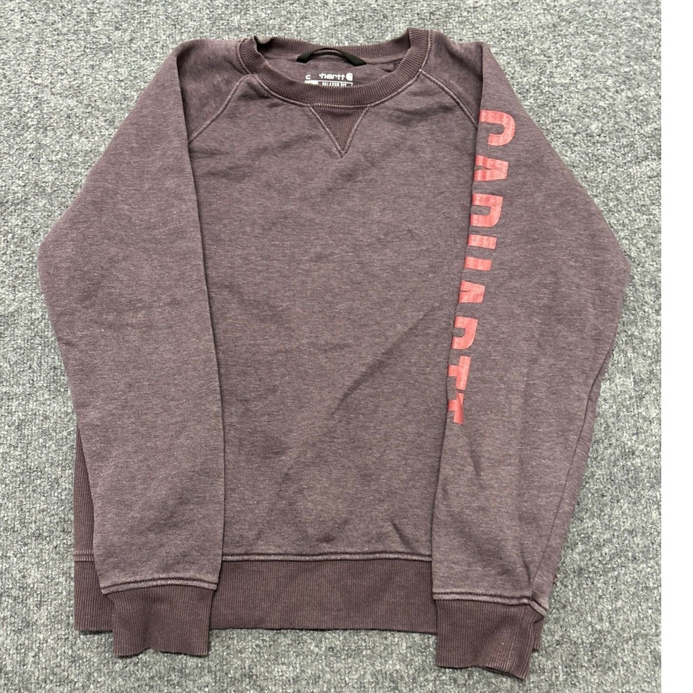 Carhartt Sweatshirt Womens Size S Purple Relaxed Fit Sleeve Logo TS4410-W